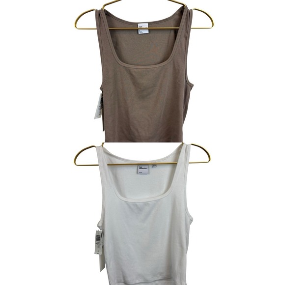 Aritzia Tops - Set of Two Aritzia TNA Home Stretch Square Neck Tank Tops  NWT Size Large $50